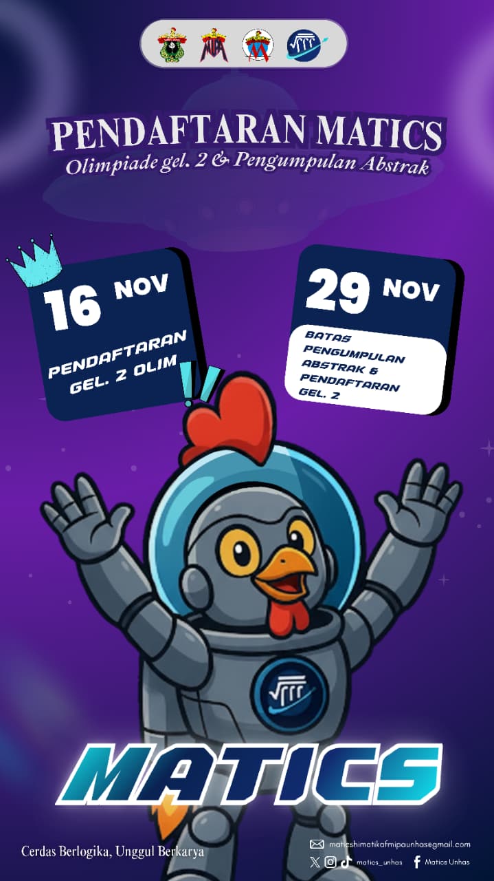 Pendaftaran Gelombang  II Mathematics, Actuarial, Information Systems Competition & Summit  (MATICS)