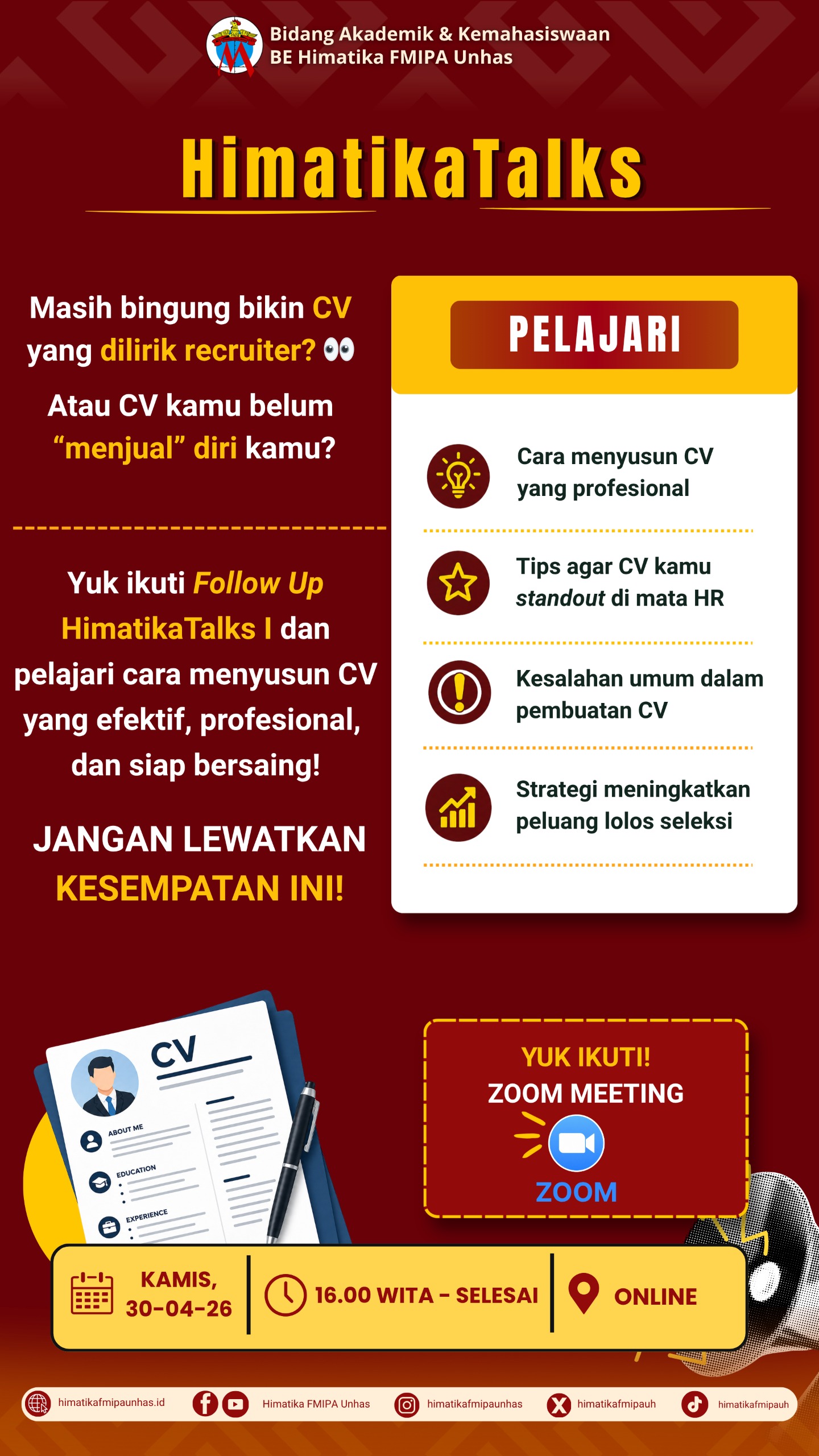 Follow Up Himatika Talks I - Upgrade Your CV : Stand Out in Recruitment  💼✨